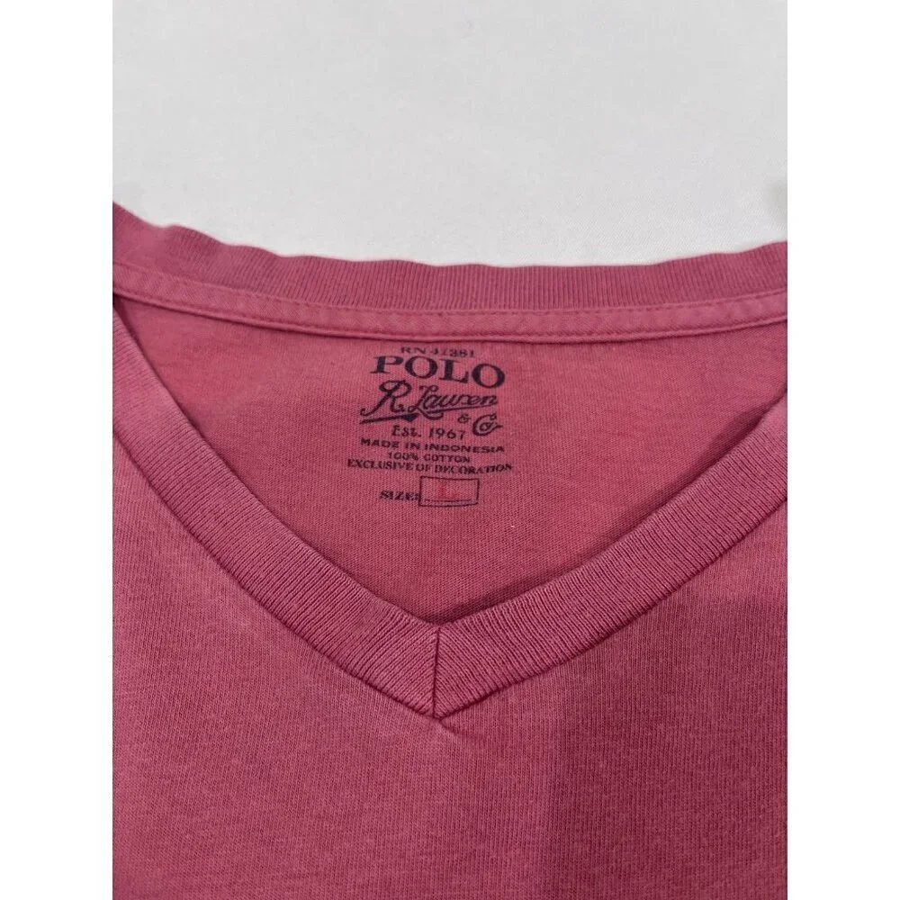 Polo Ralph Lauren Mens Size Large Classic Fit V Neck T Shirt Spring Red